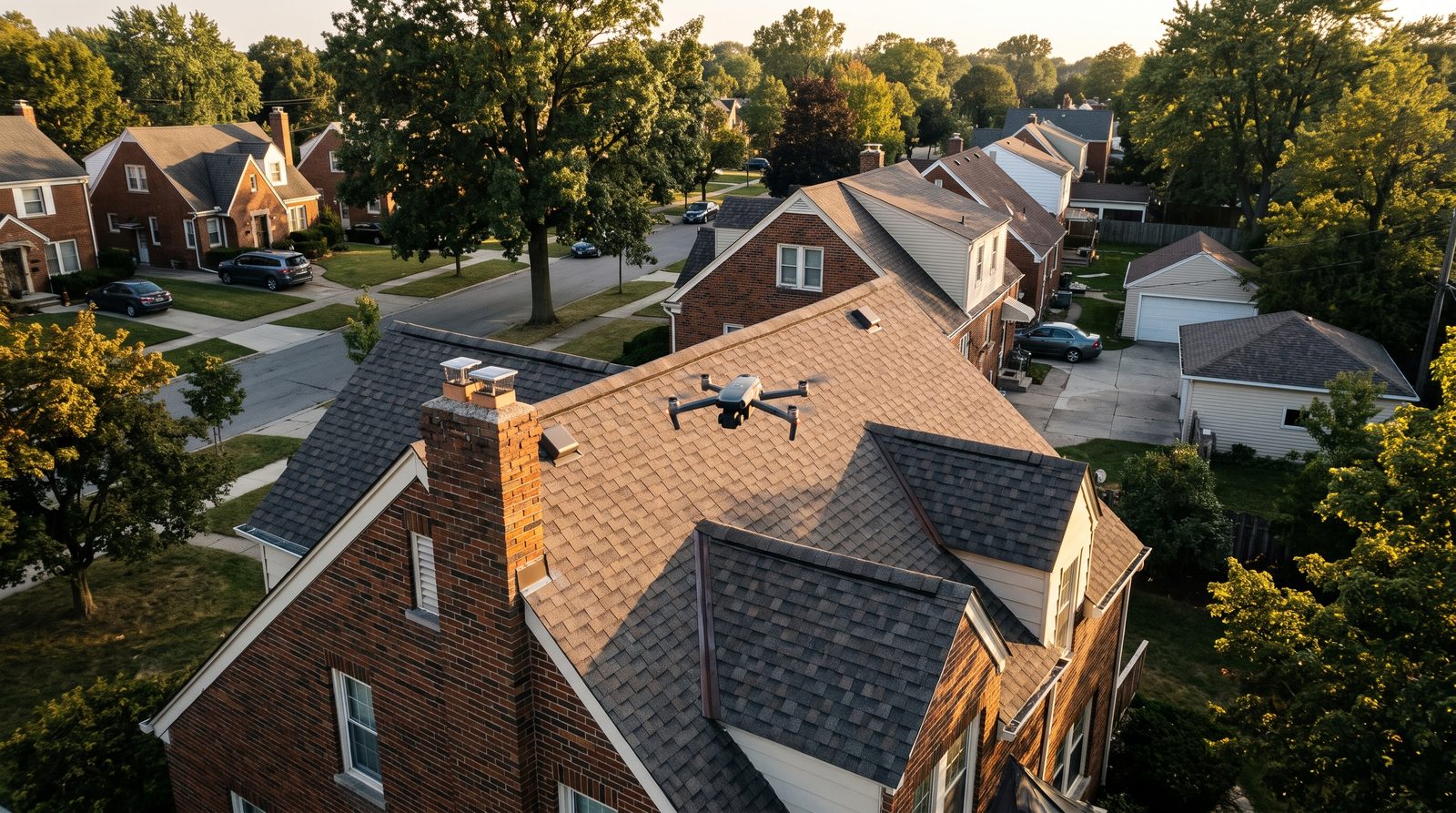 Illustration of a drone roof survey